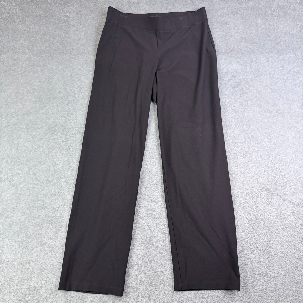 Eileen Fisher Womens Brown Stretch Crepe Straight Leg Pull On Pants Size M